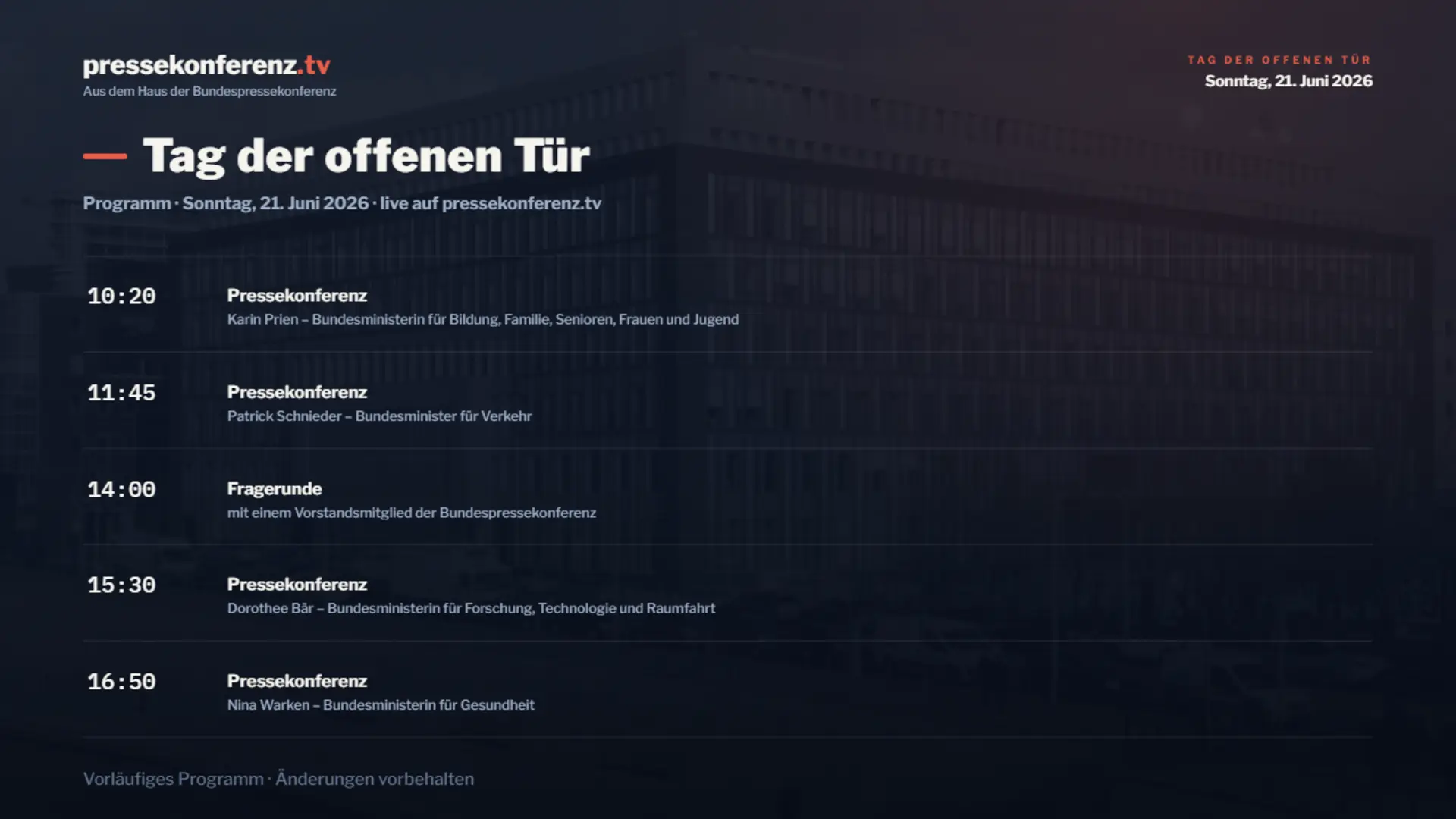 Aus dem Haus der Bundespressekonferenz