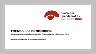 Deutscher Spendenrat e.V. / TRENDS und PROGNOSEN 2024 / Spendenbereitschaft in Deutschland – Januar bis September